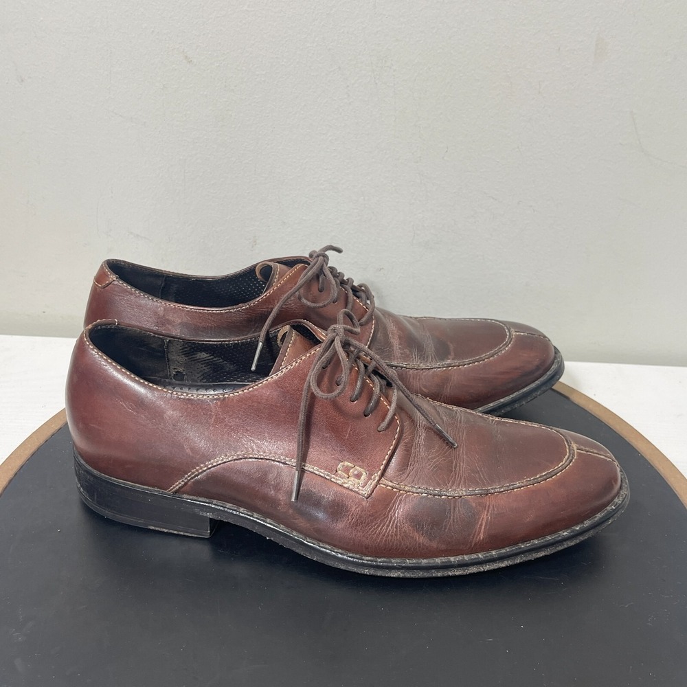 Cole Haan Oxford Shoes Men 7.5 M Brown Leather Stitch Lace Up Dress Smart Casual